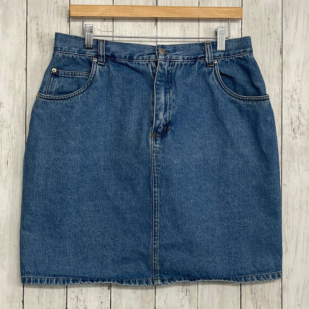 Forenza Vintage Blue Denim Jean Skirt 16 Plus Retro 90s Dark Academia Minimalist
